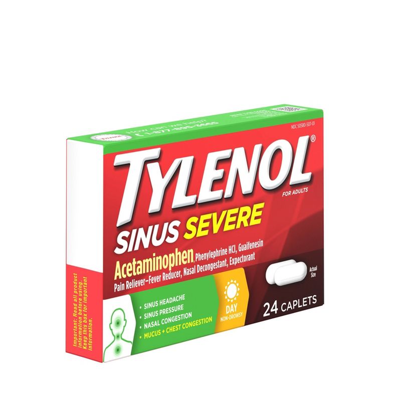 Tylenol Sinus Severe Non-Drowsy Pain & Congestion Relief Caplets - Acetaminophen - 24ct