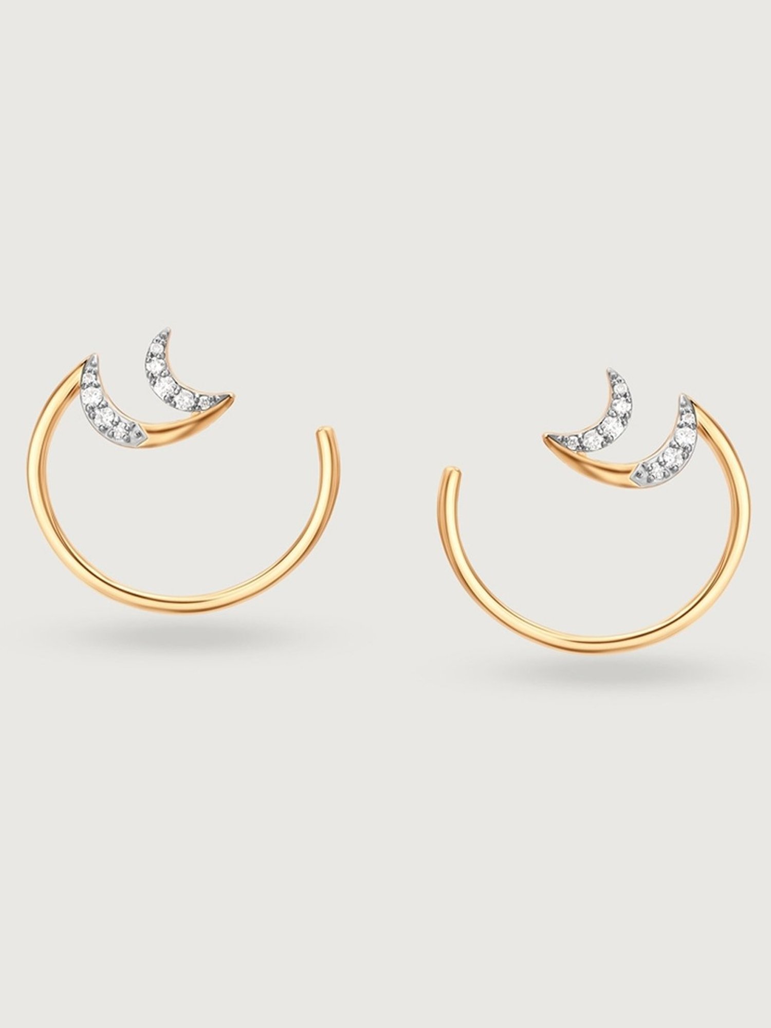 Mia by Tanishq Crescent Charisma 14k Gold & Diamond Hoop Earrings
