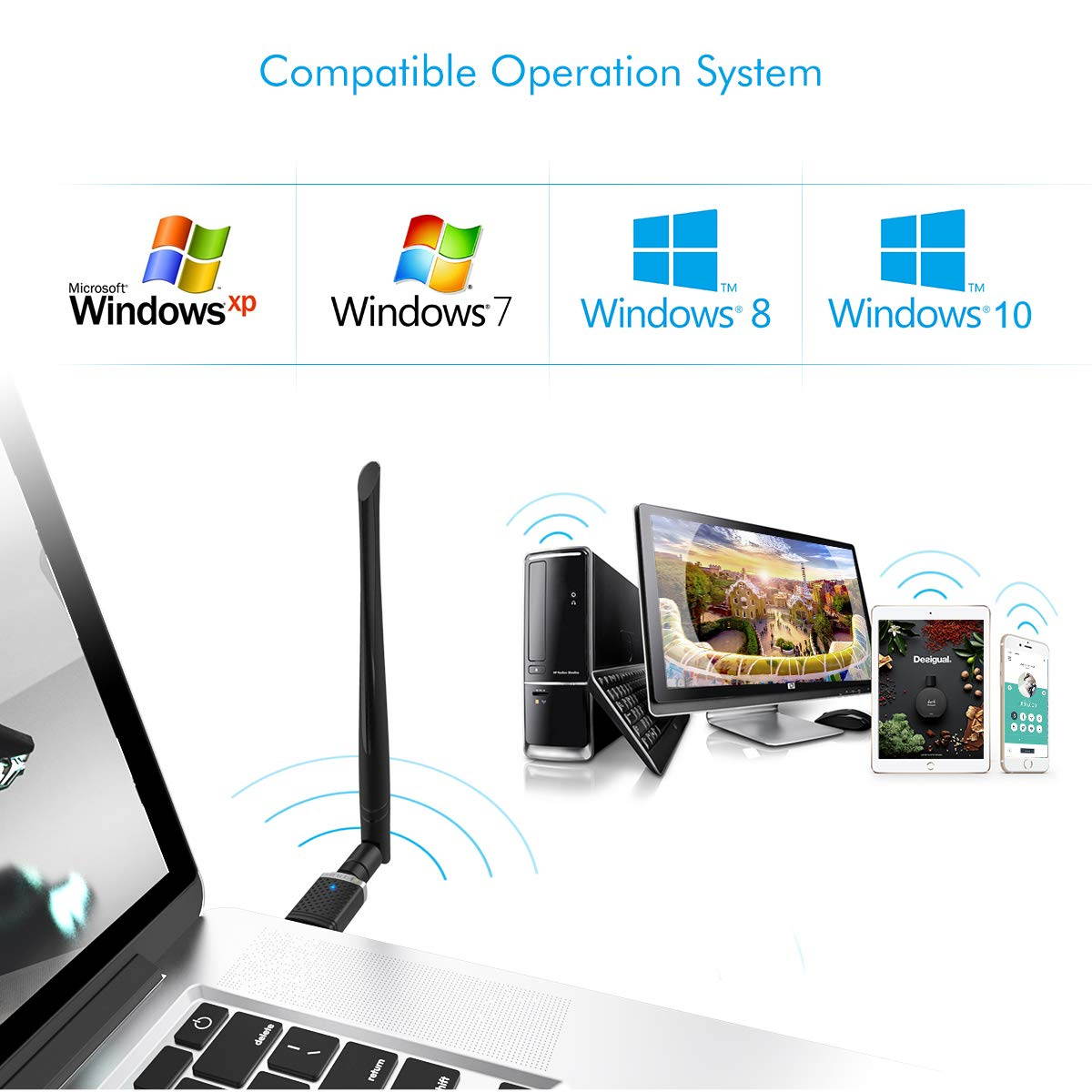 1300Mbps WiFi Adapter for Gaming , USB 3.0 Wireless Adapter Dual Band 5GHz 802.11 AC WiFi Dongle Support Desktop PC Laptop Windows XP/Vista/7/8/10 Mac 10.6-10.15