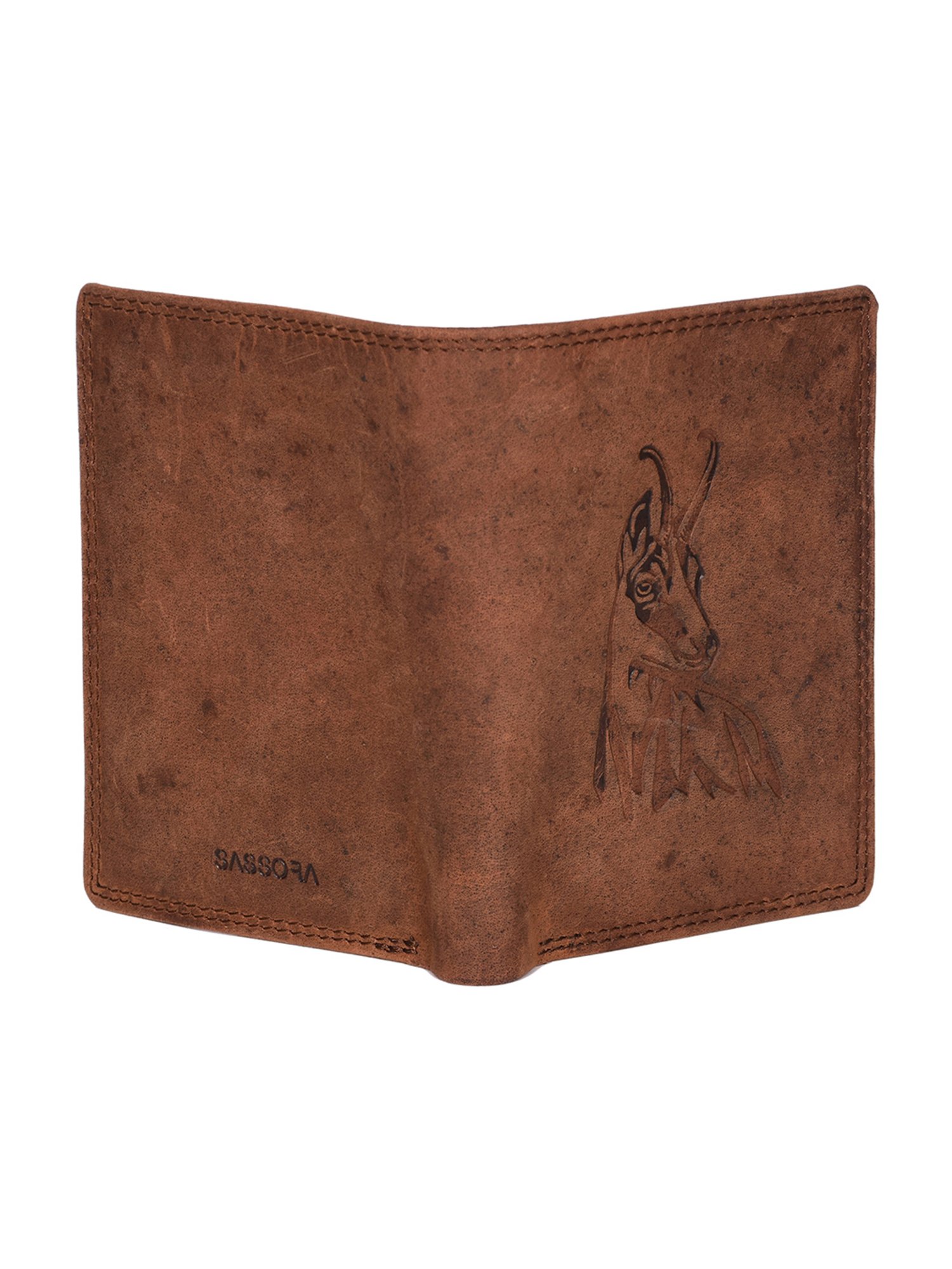 SASSORA Brown ARLO Textured Small Leather Bi-Fold Wallet