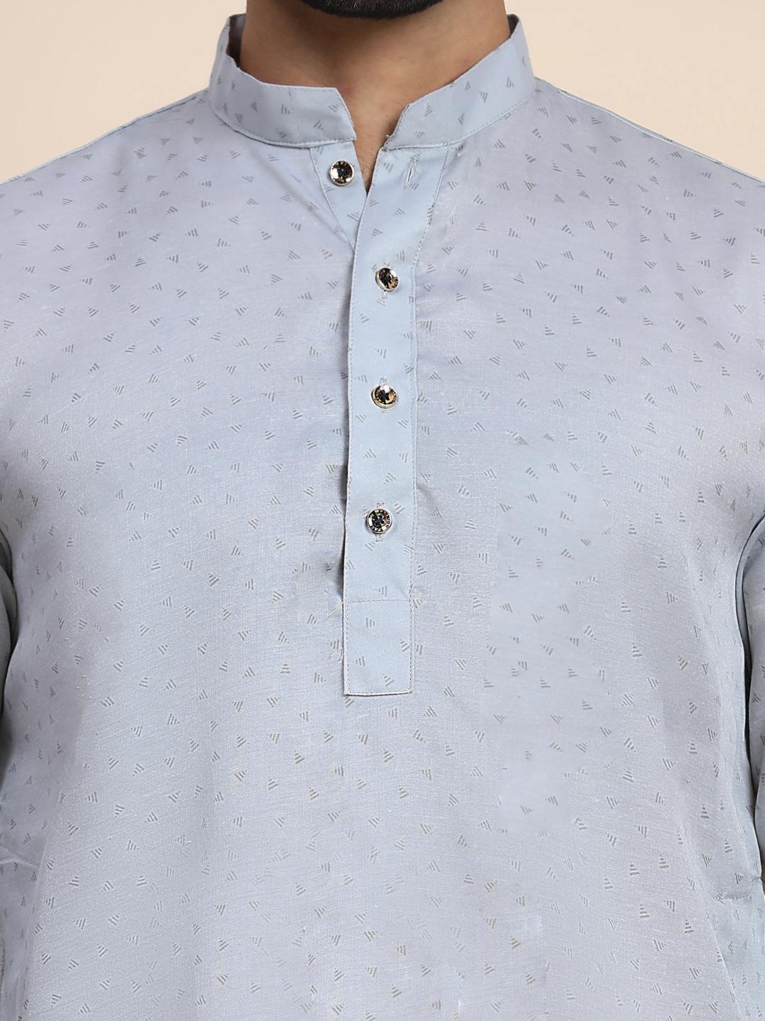 Pro-Ethic Style Developer Grey & White Cotton Regular Fit Printed Kurta Bottom Set