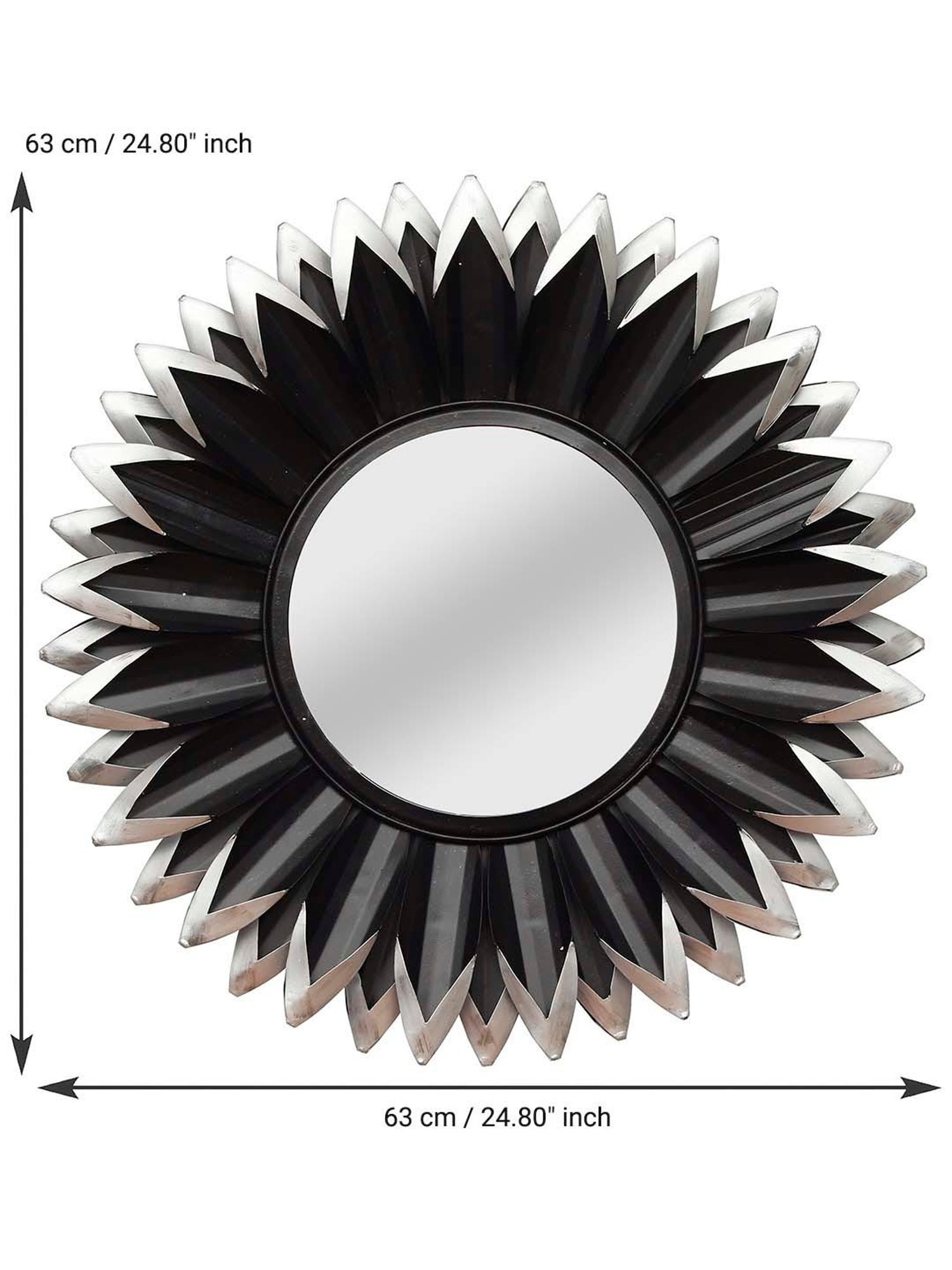 CHRONIKLE Black Iron Sun Burst Style Round Wall Mirror