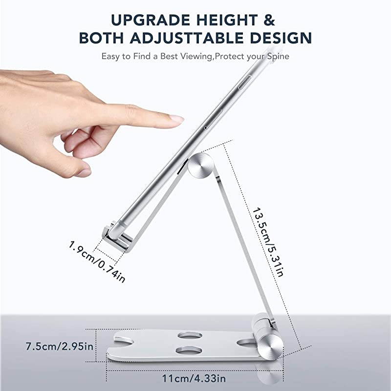 Stand AdjustableDesktop Cell Phone Stand Holder Dock Compatible with Such as iPad Pro 97 105 129 Air Mini 4 3 2 Kindle Nexus EReader 413 Silver