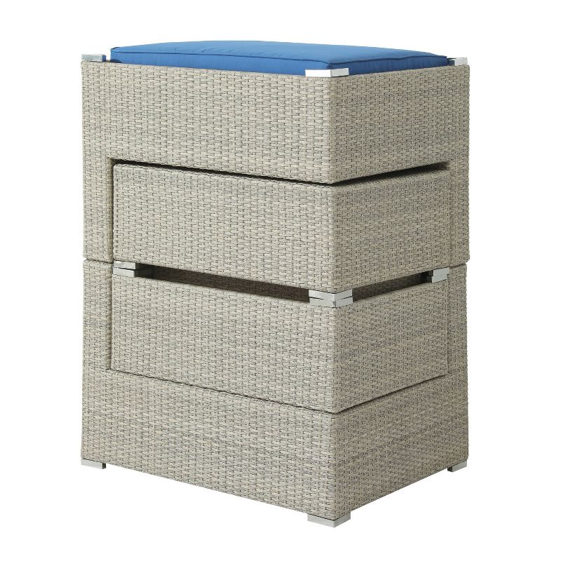 5pc Wicker Rattan Seating Set with Blue Cushions - Accent Furniture