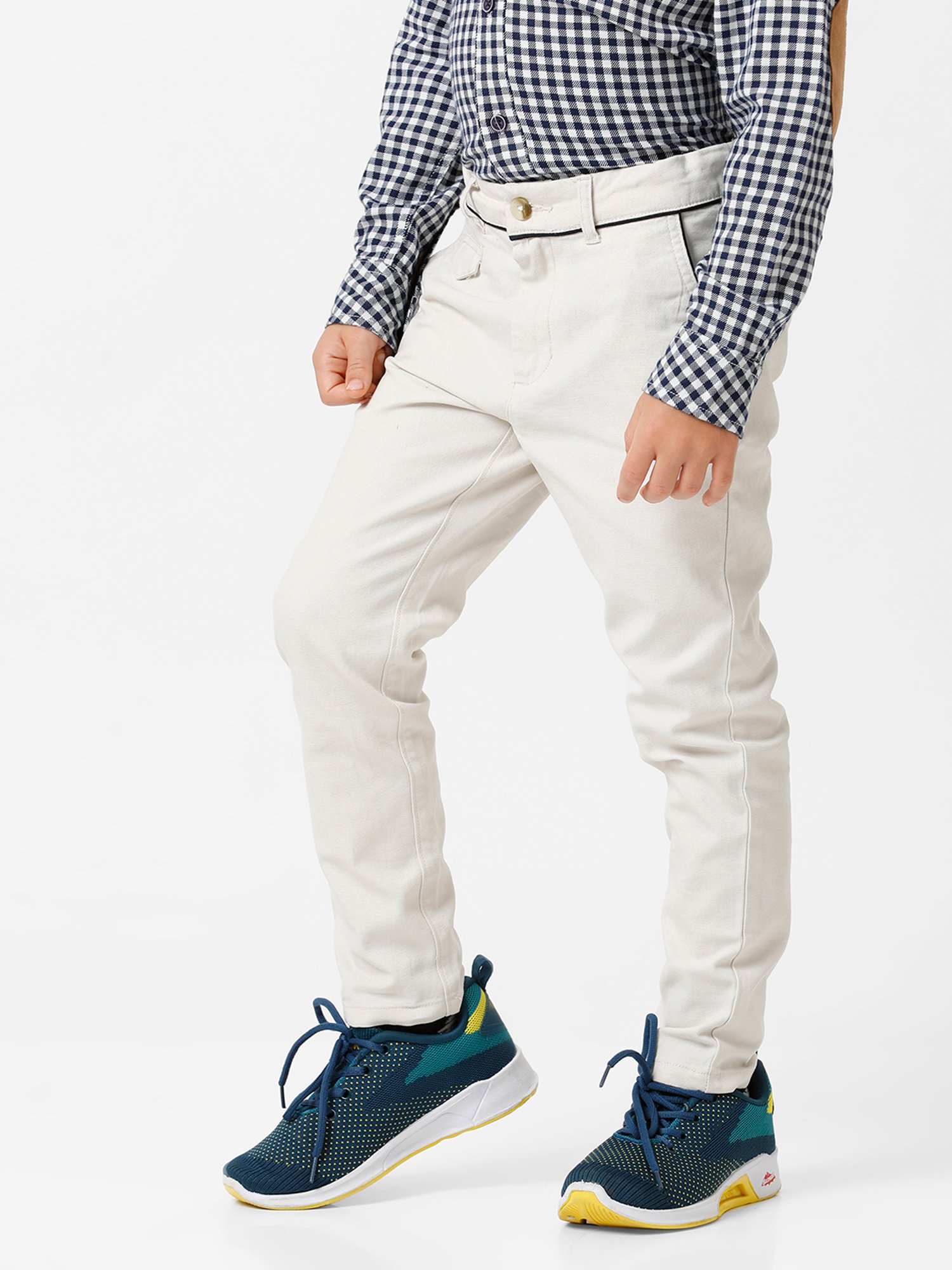 Kate & Oscar Boys Off White Solid Trousers