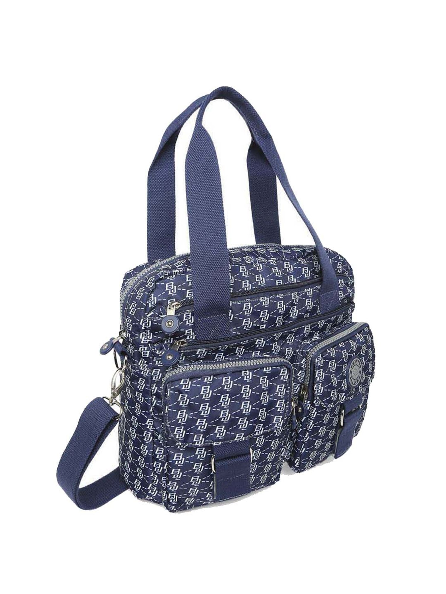 Baomi Blue Printed Medium Handbag