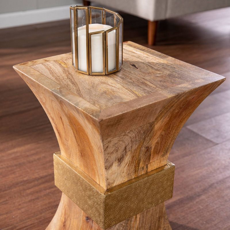 Bewill Square Side Table with Brass Accents Natural/Brass - Aiden Lane