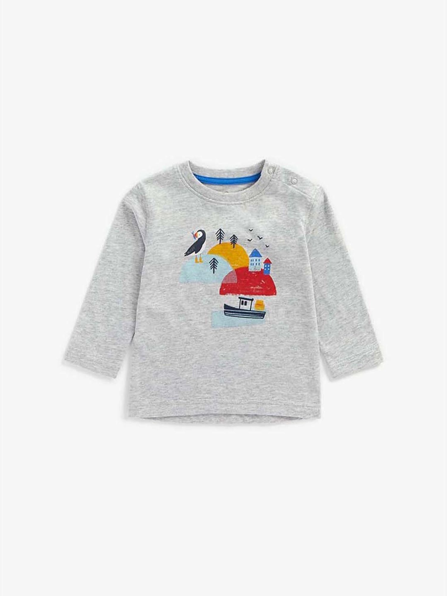 Mothercare Kids Grey Cotton Printed Full Sleeves T-Shirt