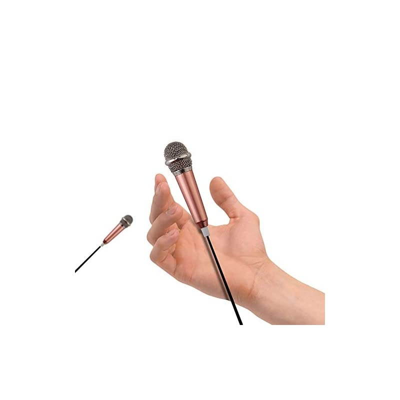 Microphone,Singing Mic Equipment,Beautiful Vocal Quality,Type Space Saving,Metal Frothing Process,3.5mm Audio Connector,Suitable for Laptop, iPhone, Android Phone (Golden)