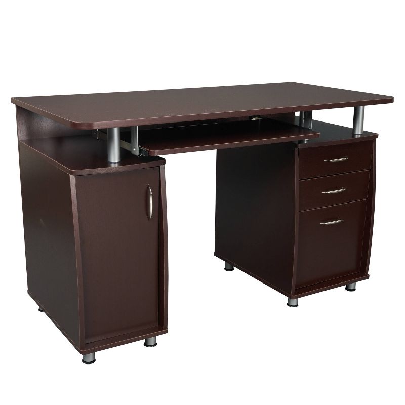 Complete Workstation Computer Desk with Storage Brown - Techni Mobili