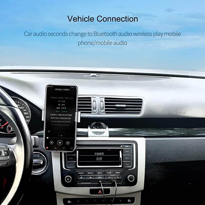 Bluetooth Receiver Bluetooth 50 Adapter HandsFree Bluetooth Car Kits AUX Audio 35mm Jack Stereo Music Wireless Receiver for Car Speaker Home Builtin Microphone Grey