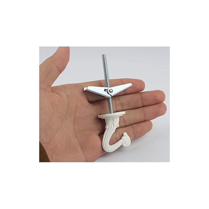 Sets Ceiling Hooks - Heavy Duty Swag Hook with Steel Screws Bolts and Toggle Wings for Hanging Plants Ceiling Installation Cavity Wall Fixing White