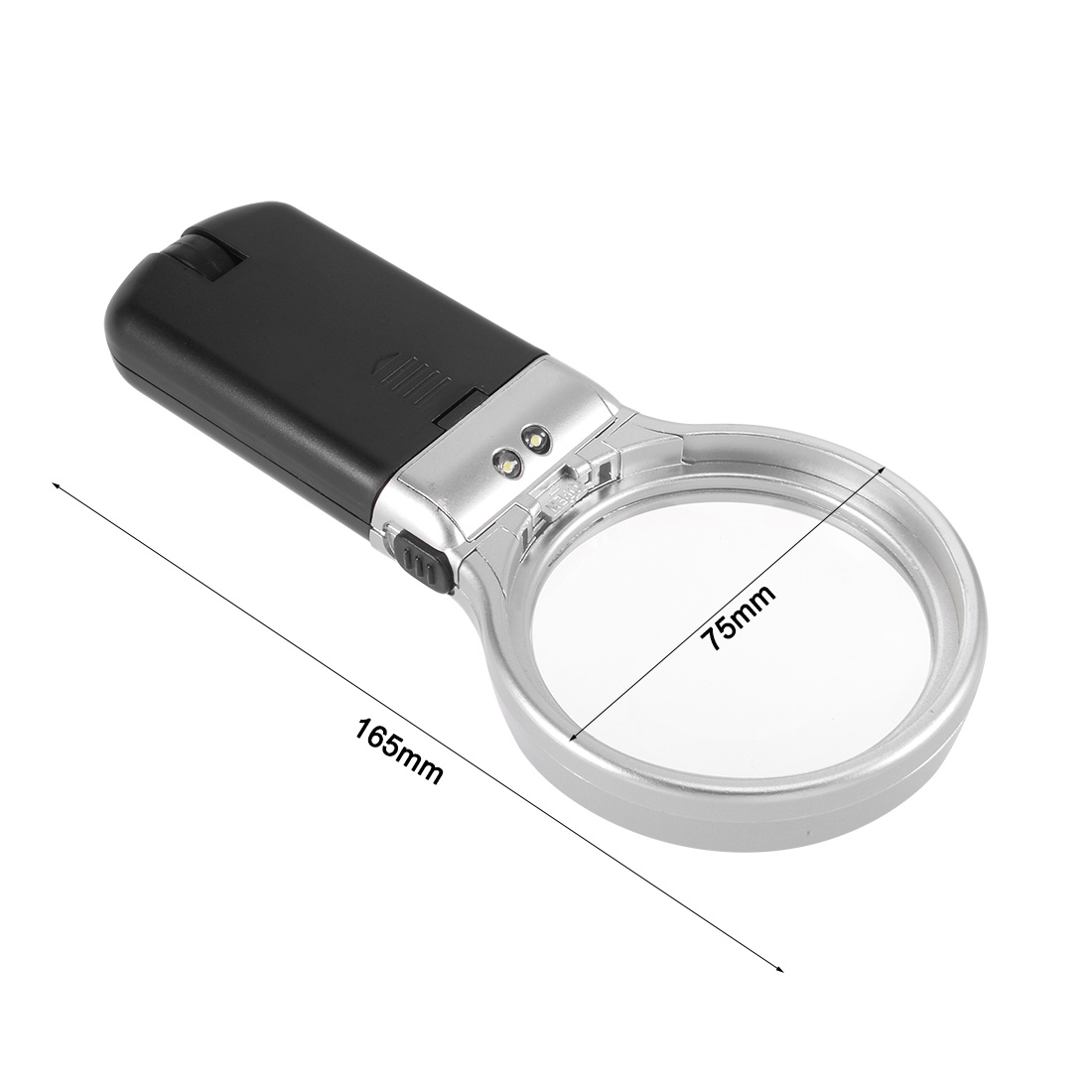 Magnifying Glass with Light, 3X 60mm  LED Light Illuminated Magnifier Zoom Microscope Lens Black