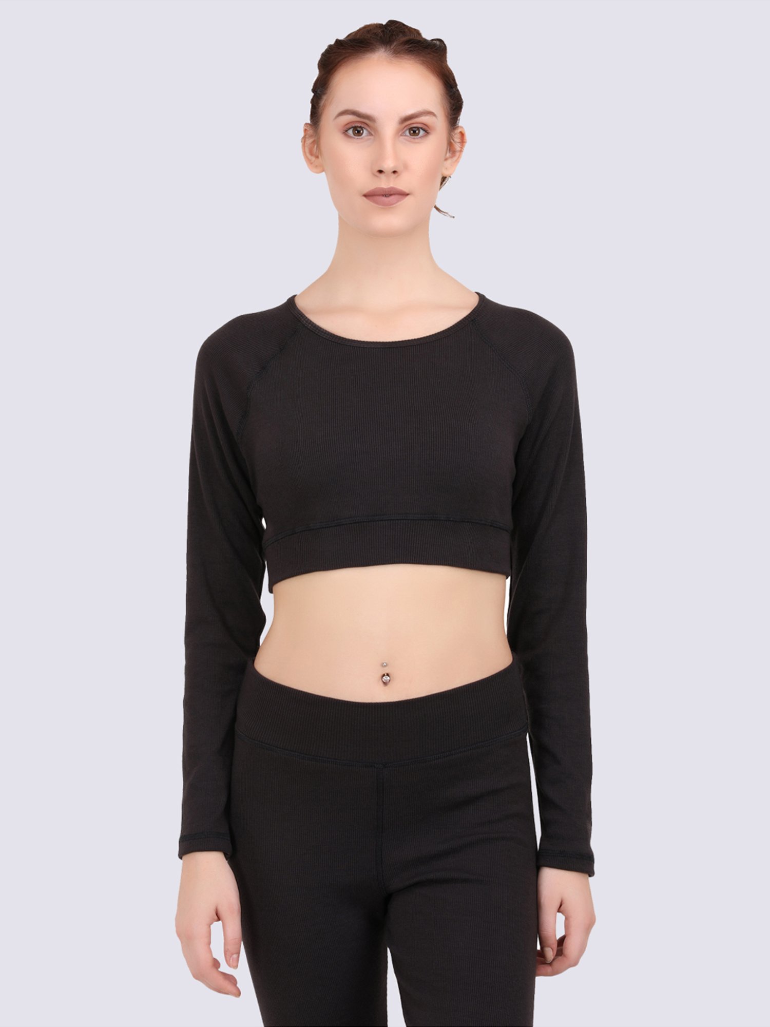 EVERDION Black Cotton Sports Top