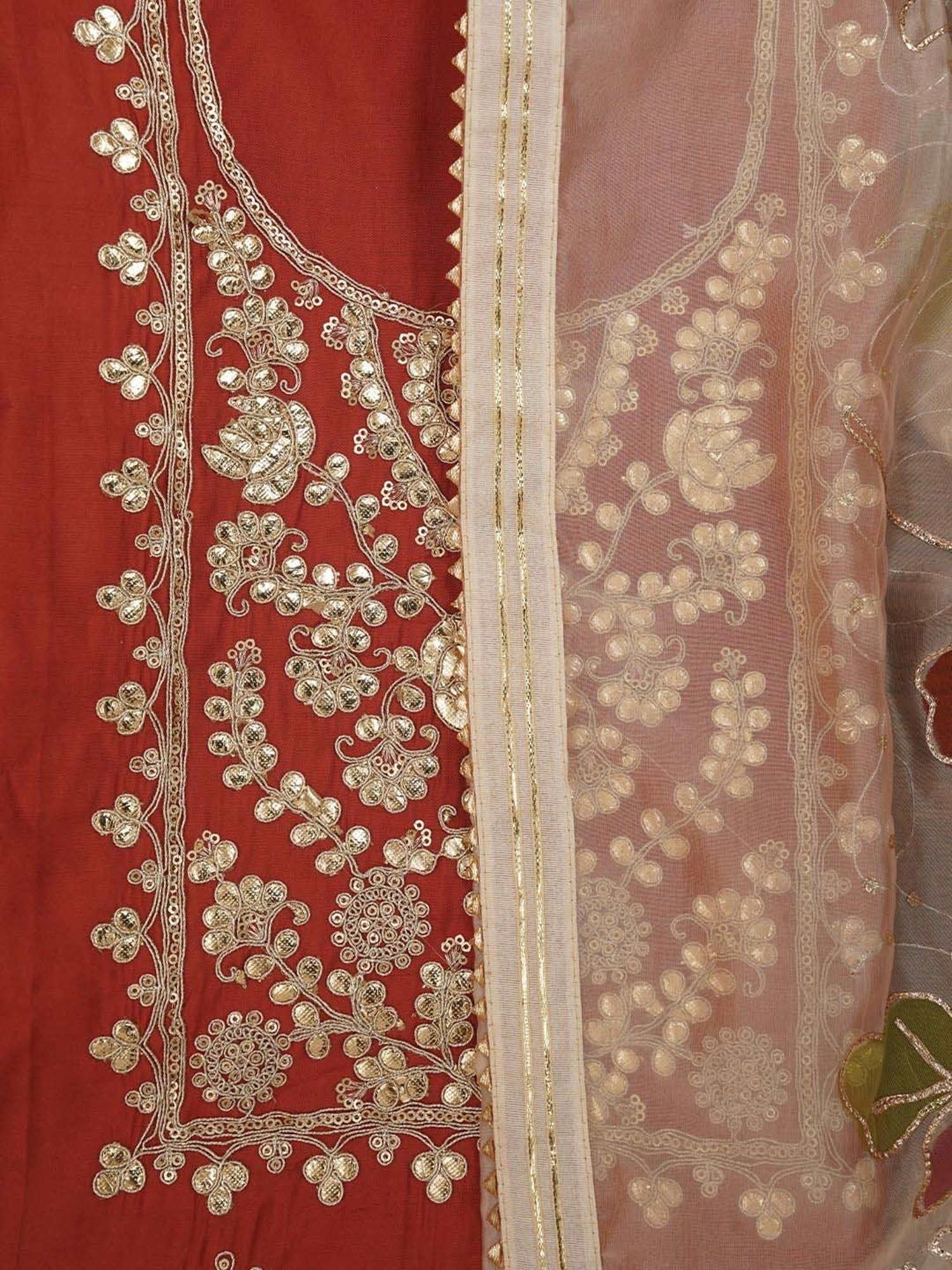 Jaipur Kurti Coral Embroidered Unstitched Dress Material