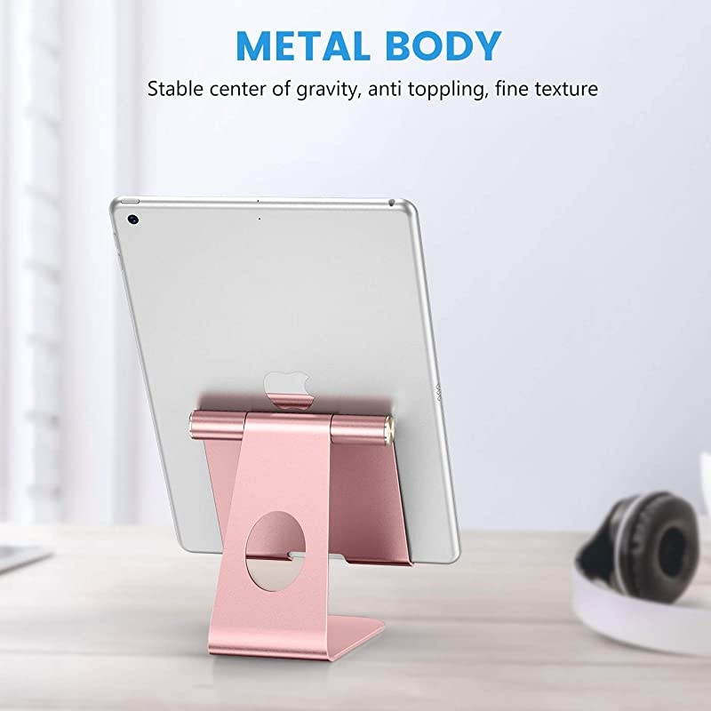 Tablet Stand Holder Adjustable  T1 iPad Stand Desktop Aluminum Tablet Dock Cradle Compatible with iPad Air 4Mini New iPad 10297 iPad Pro 11129 Samsung Nintendo and More Rose Gold