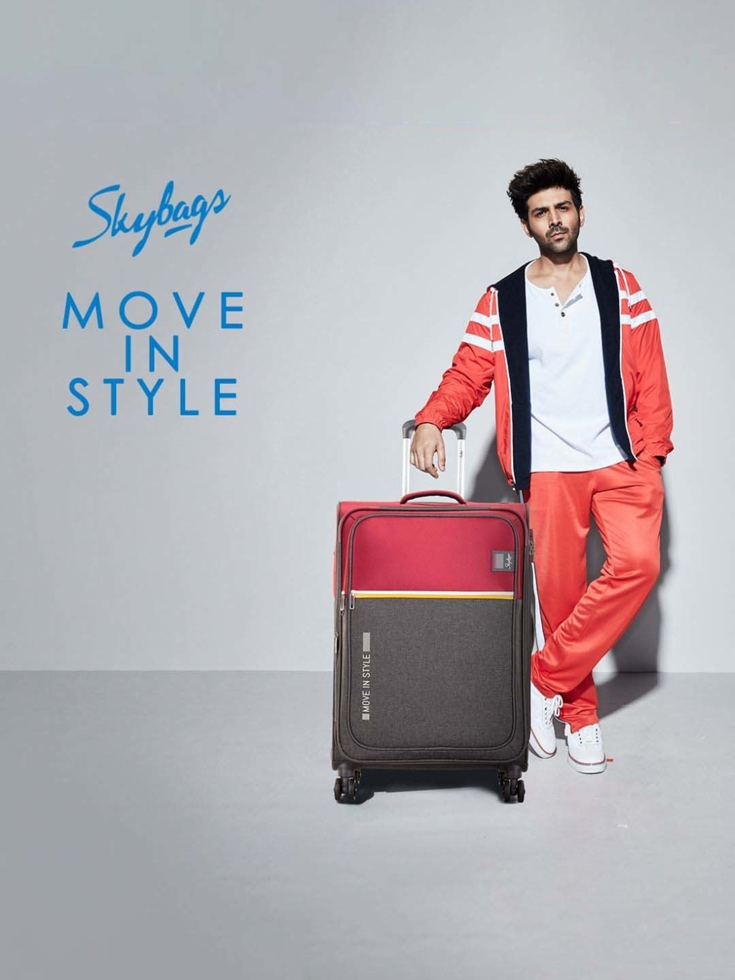 Skybags Snatch Grey & Red Color Block Soft Cabin Trolley Bag - 40 cm