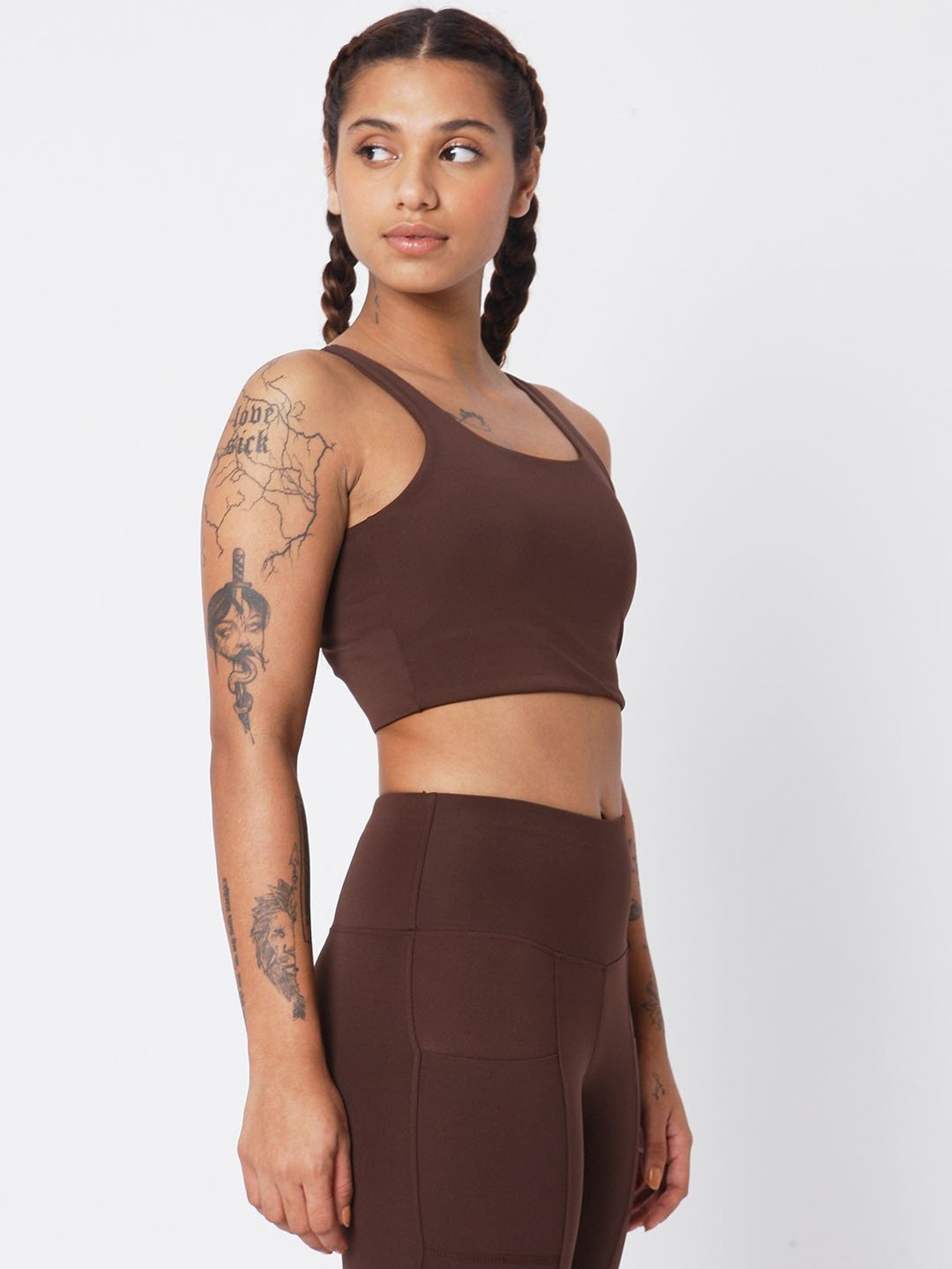 SILVERTRAQ Brown Full Coverage Sports Bra