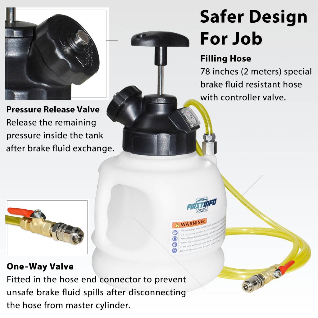 FIRSTINFO 3 Liter Manual Brake Fluid Pressure Bleeder One Person Manual Pump Operation