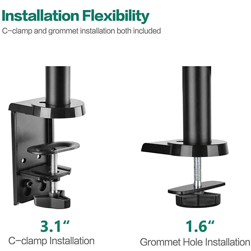GSDM001 Premium Single LCD Monitor Desk Mount Fully Adjustable Gas Spring Stand for Display up to 32 inch, 17.6lbs Weight Capacity, Single Arm, Black