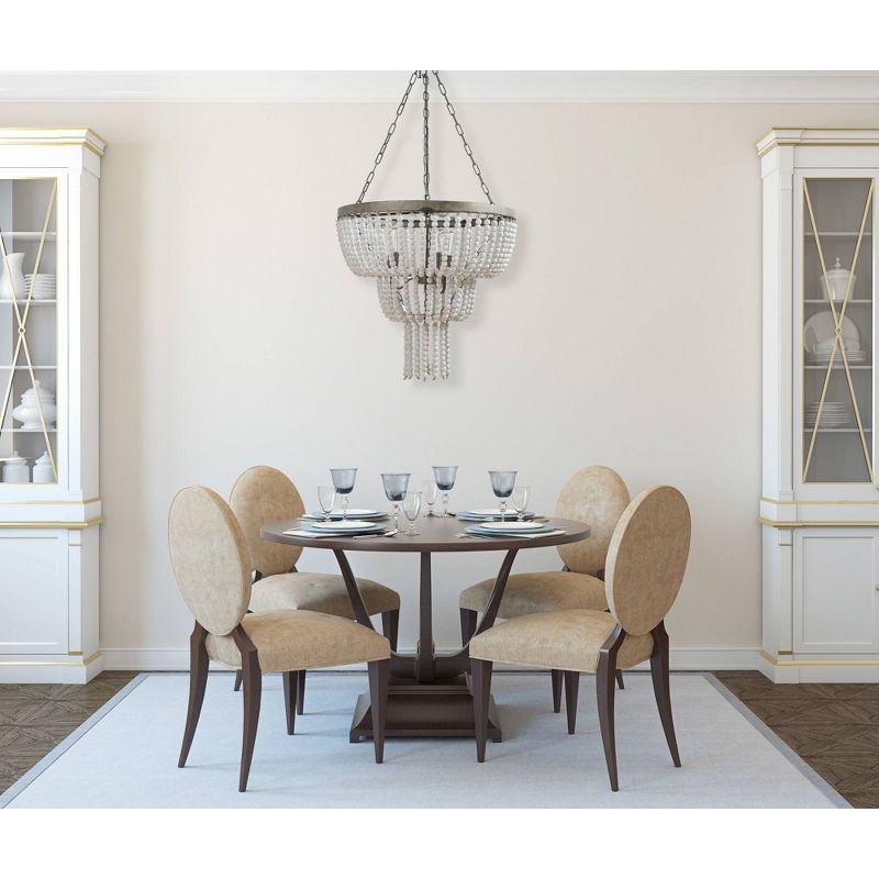 Metal Pendant Ceiling Light with White Wood Beads - 3R Studios