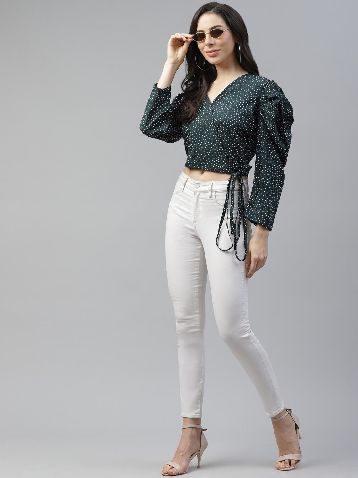 Melon by PlusS Green Printed Crop Top