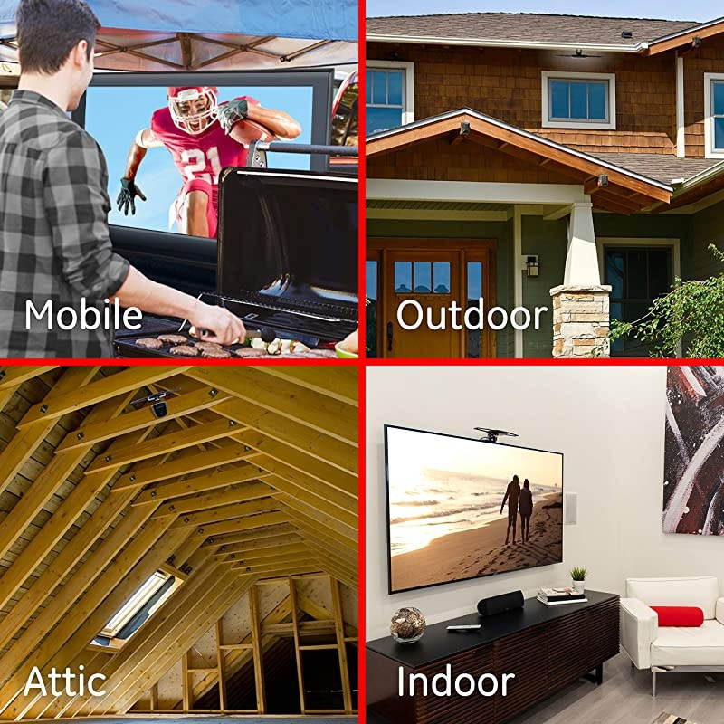 UltraPro Black Stealth Mobile TV Antenna Perfect for Tailgating and Camping Indoor Outdoor Attic Long Ran Antenna Digital HDTV Antenna 4K 1080P VHF UHF 6 ft Coaxial Cable 34140