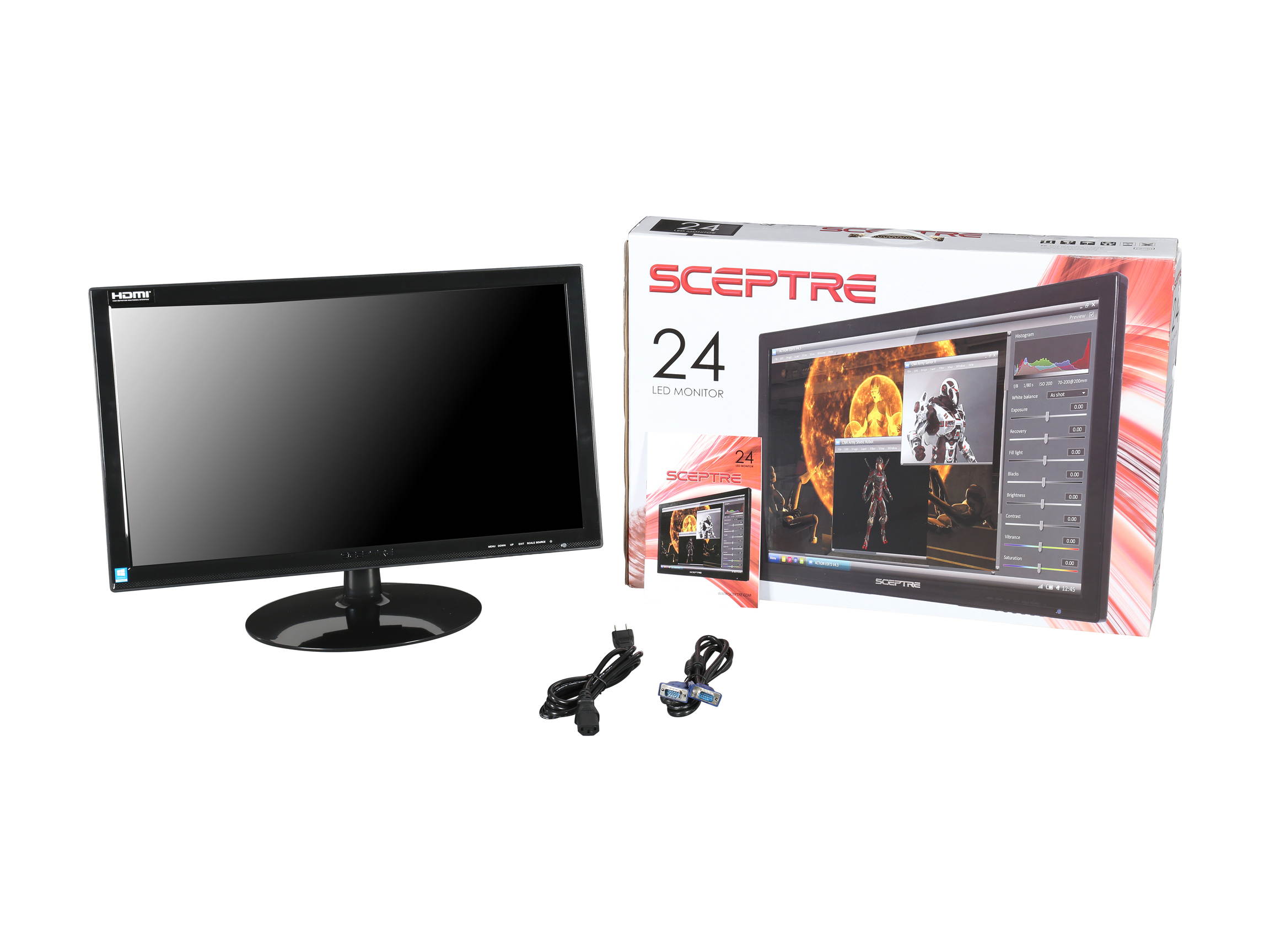Sceptre E205W-1600 20" 1600 x 900 HD+ Resolution 75Hz 5ms 2xHDMI VGA Built-in Speakers Ultra Thin LED Backlit LCD Monitor