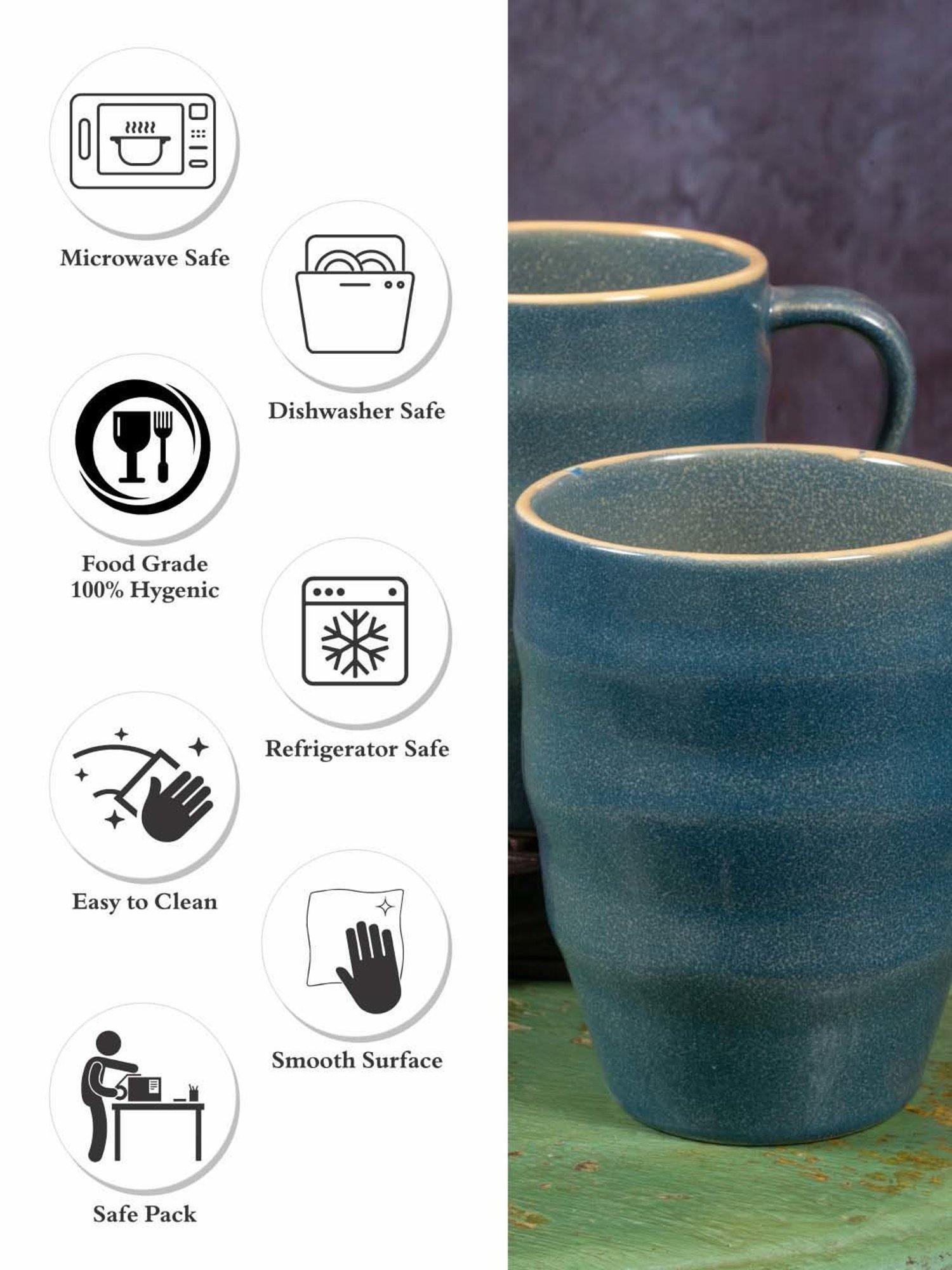 White Gold Teal Blue Porcelain 8.2 cm Mug - Set of 2