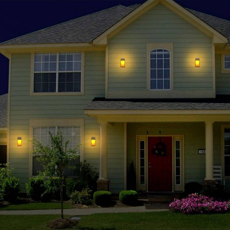 Solar LED Outdoor Wall Lanters with Frost Panel Black - Techko