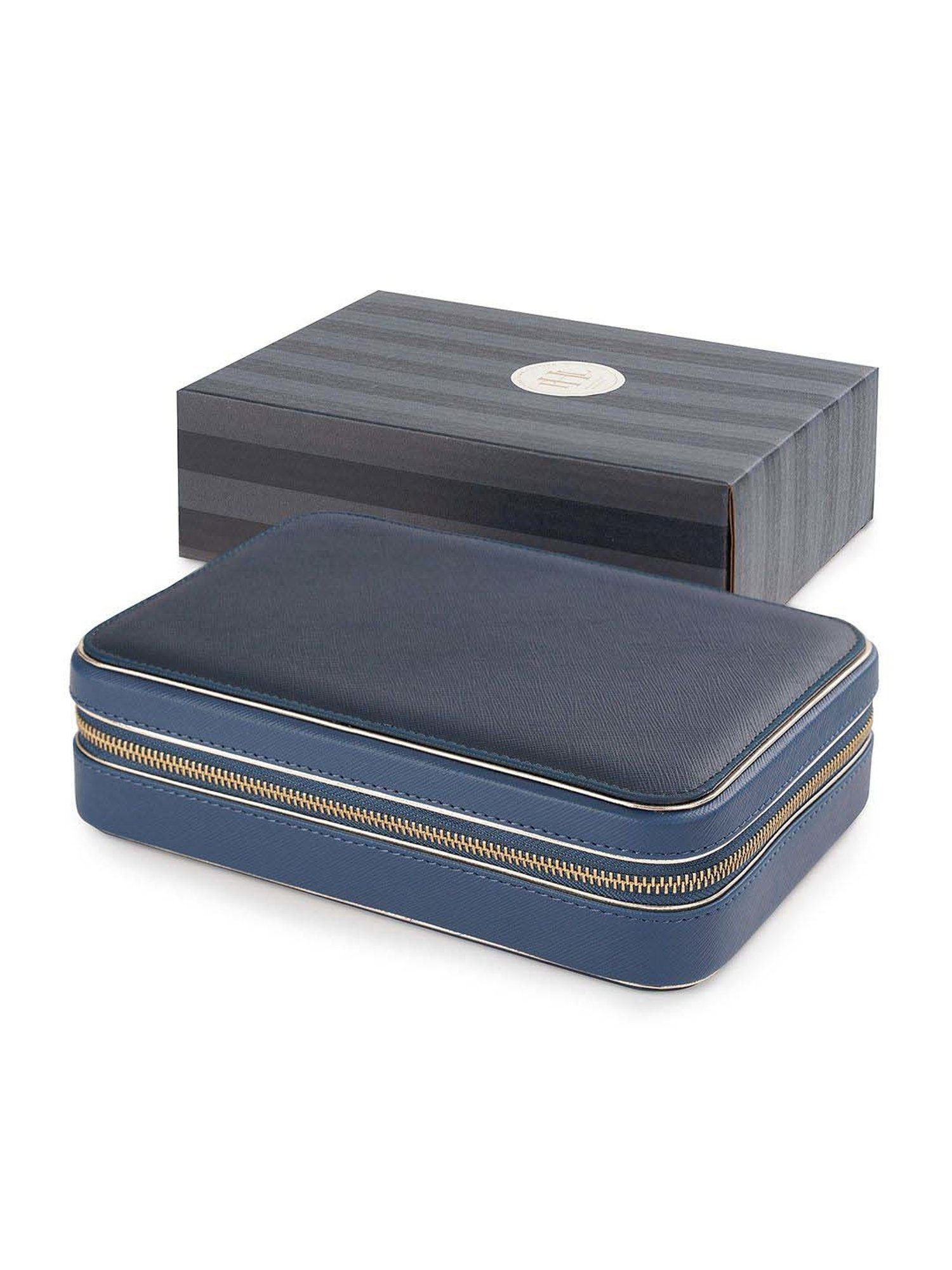 Pure Home and Living Blue Mdf Travel Rectangular Jewellery Box