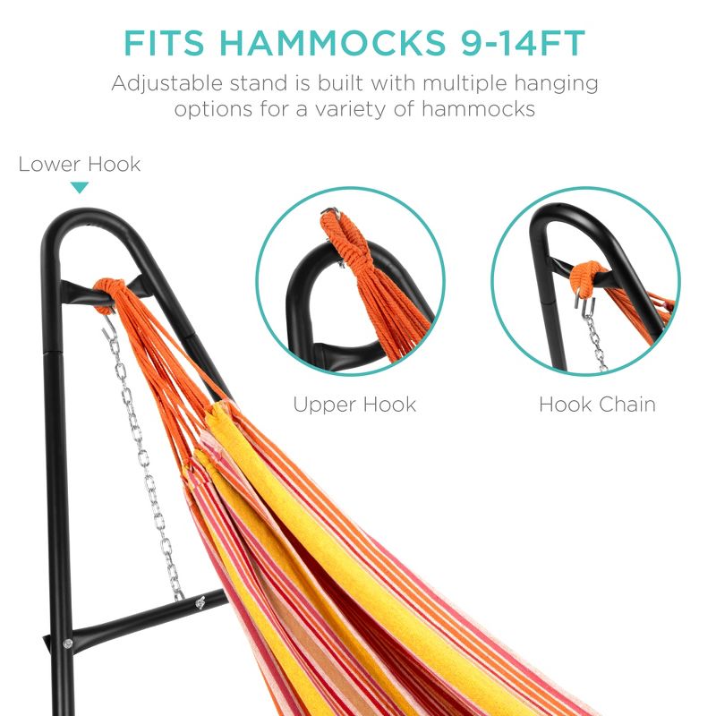 Best Choice Products Adjustable Universal Steel Hammock Stand for Hammocks 9-14ft Long w/ S Hooks