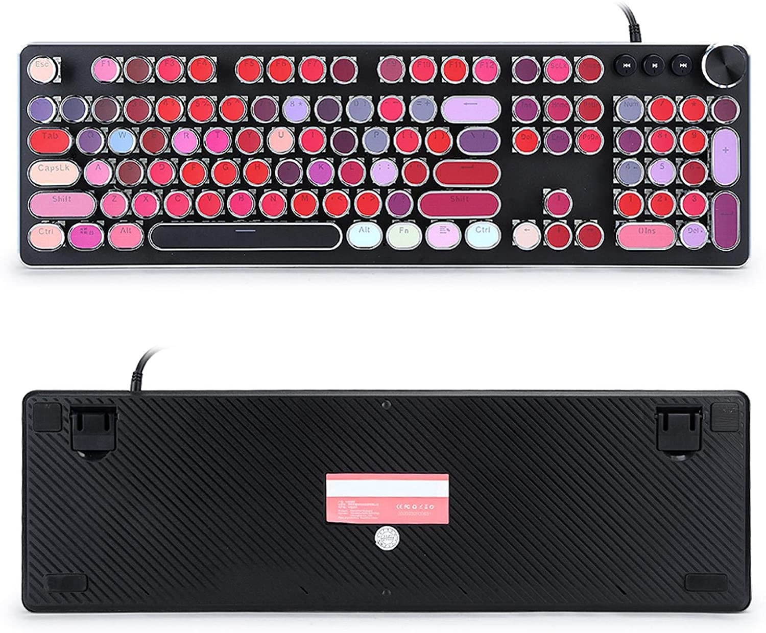 White Wired Keyboard Lipstick Keyboard Fashion Mechanical Keyboard Vintage Ergonomics Backlight Wired Keyboard for PC for Desktop for Computer