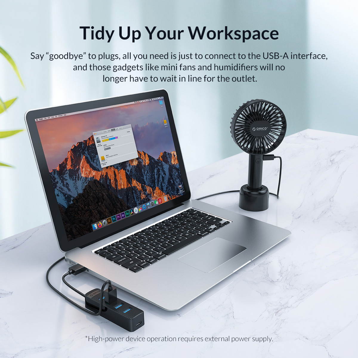 ORICO High Speed 4 Port USB 3.0 HUB With Type C Power Supply Port For PC Laptop Computer Accessories ABS USB Splitter USB3.0 OTG Adapter