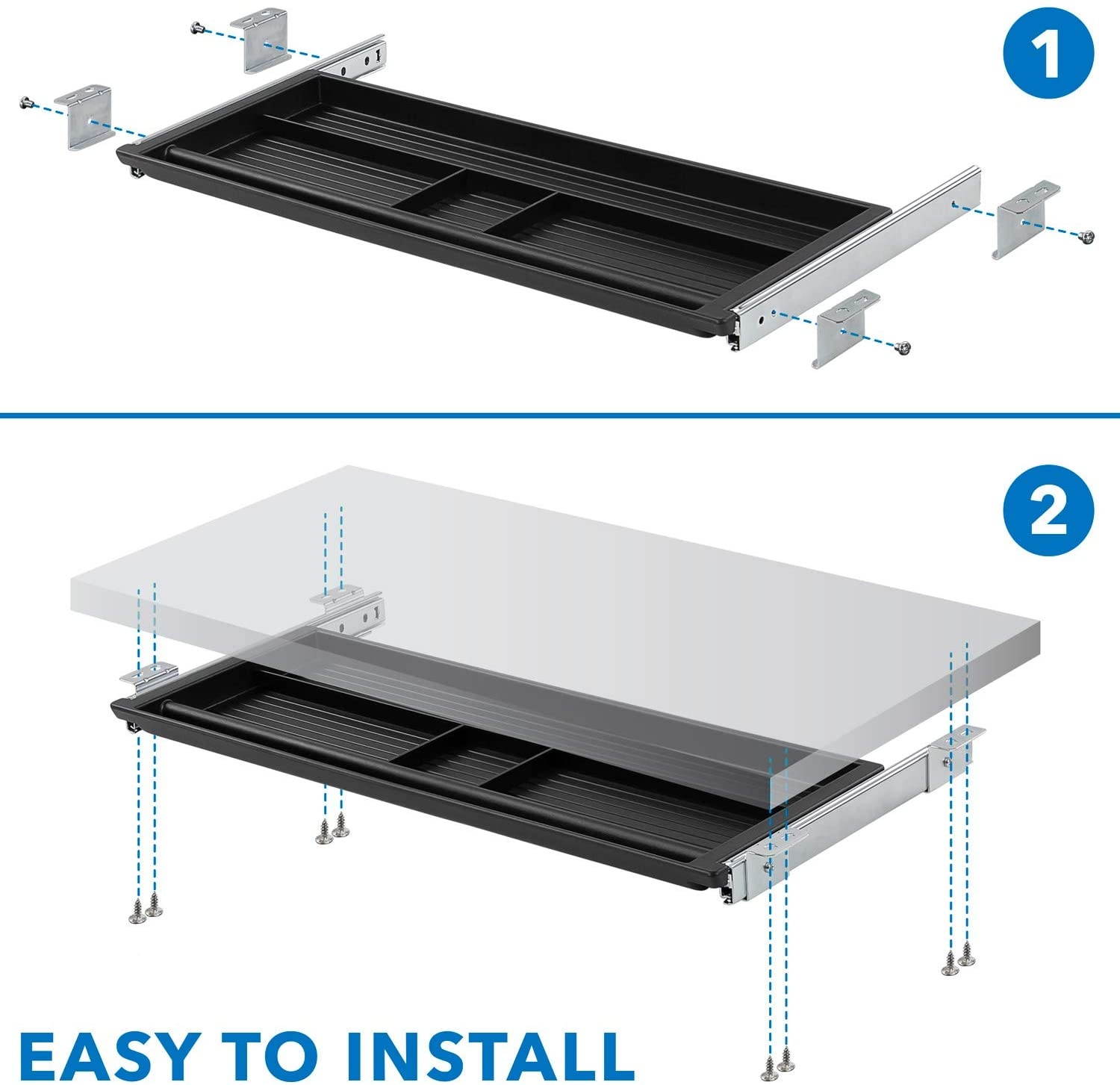 Under Desk Pencil Drawer - Slide Out Under Desk Tray for Storage of Pen, Pencil and Other Office Essentials, 21.2 Inch Wide, Black