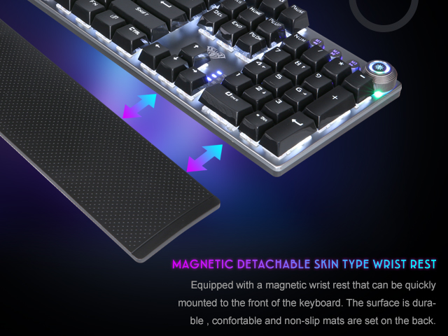 AULA F2058/F2088 Mechanical Gaming Keyboard wrist rest Multimedia Knob, Marco Programming metal panel LED Backlit keyboard for Computer Gamer