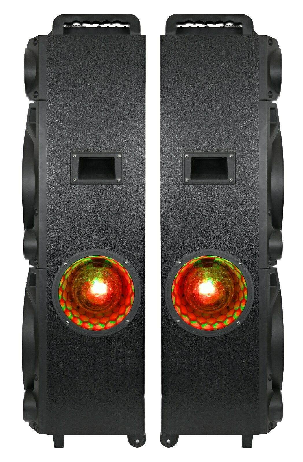 QFX PBX-1212 2 x 12" Party Speaker +Bluetooth +USB/SD/FM +3-Disco RGB Lights