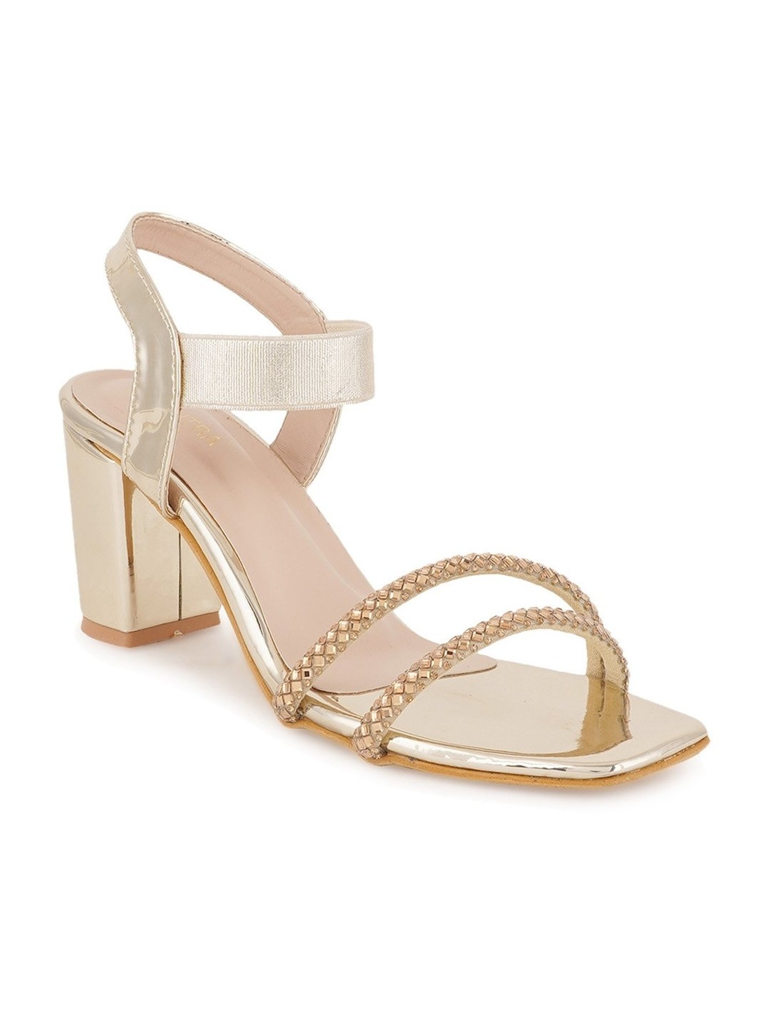 Scentra Women's Golden Ankle Strap Sandals