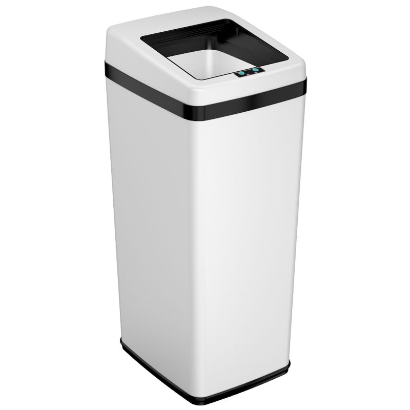 iTouchless Sliding Lid Sensor Kitchen Trash Can with AbsorbX Odor Filter 14 Gallon White Stainless Steel