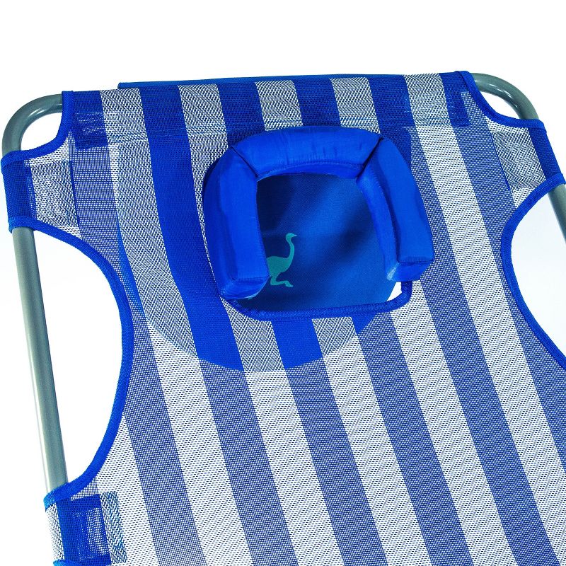 Ostrich DCHS-1002S Deluxe Outdoor Beach Chaise Lounge with Large Storage Bag, Blue Stripped