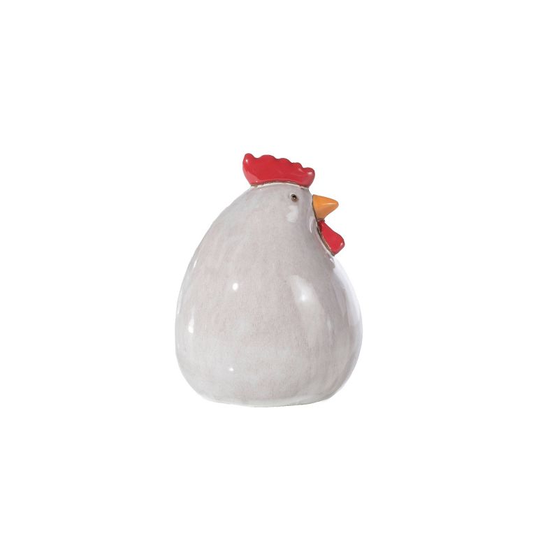 9.5" Handmade Glazed Ceramic Poulet Statue White - Alfresco Home LLC