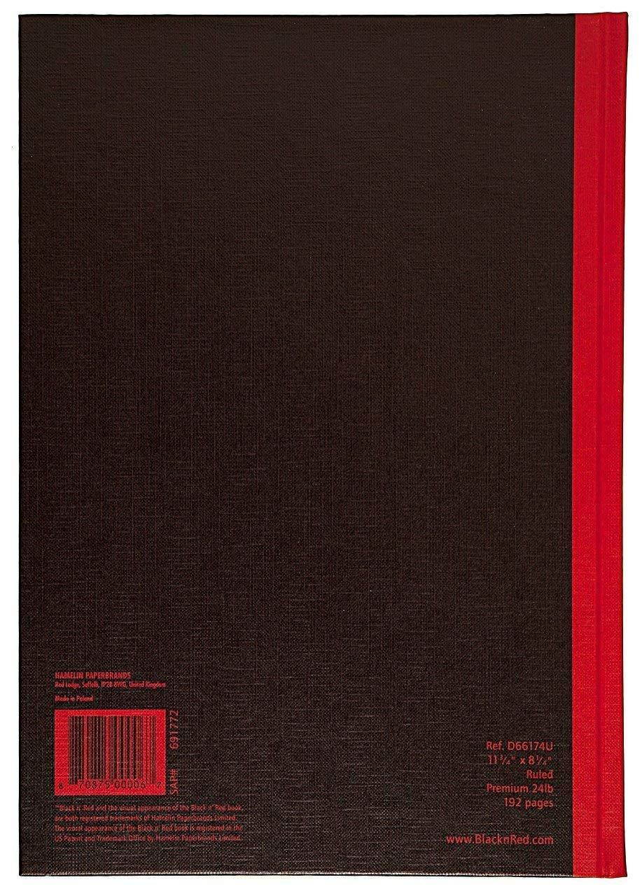 CASE OF 6 Black n' Red Hardcover Executive Notebook, 11.75 x 8.25 Inches, Black, 96 sheets/192 pages (D66174)