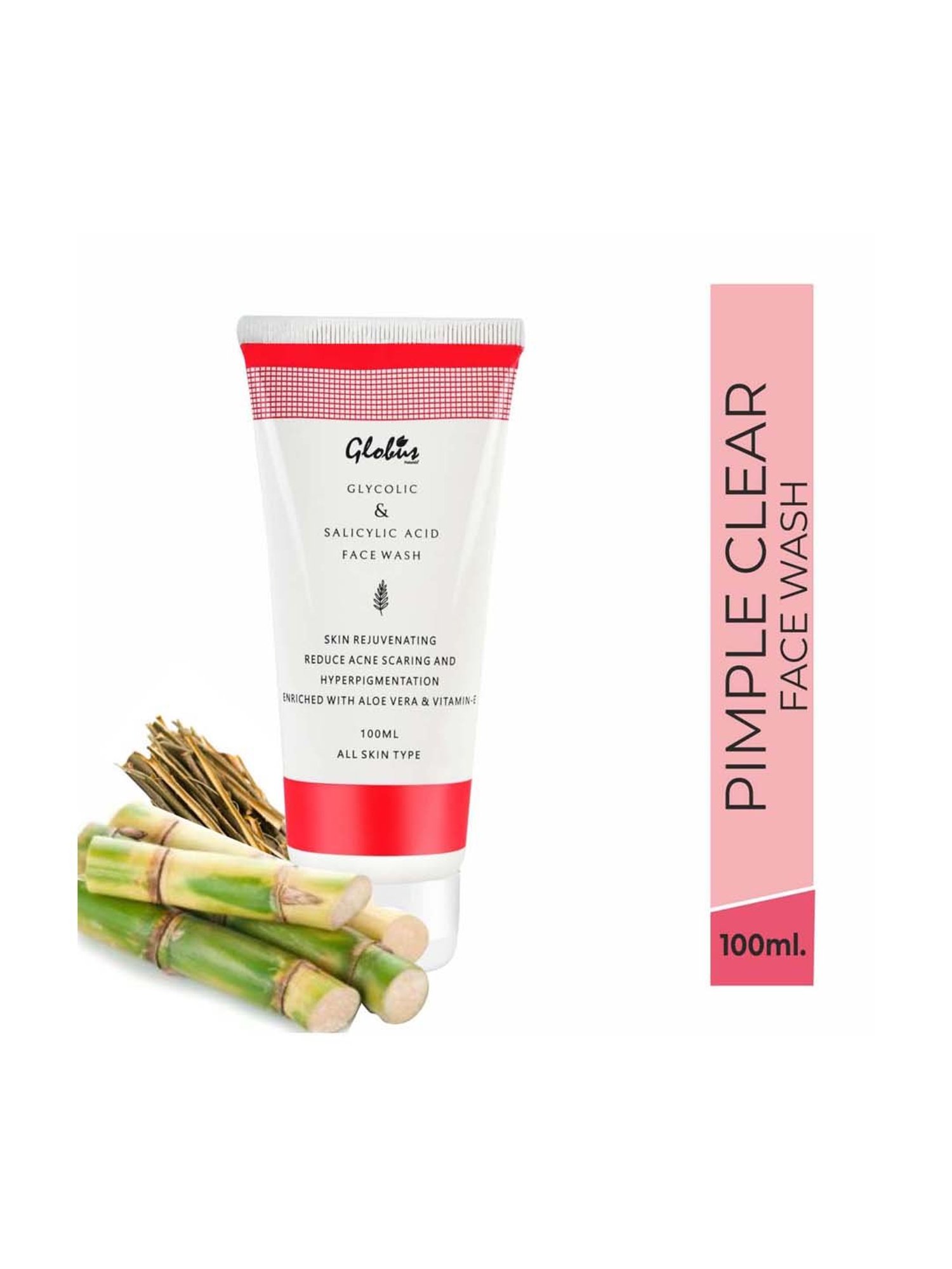 Globus Naturals Glycolic & Salicylic Acid Pimple Clear Face Wash - 100 ml