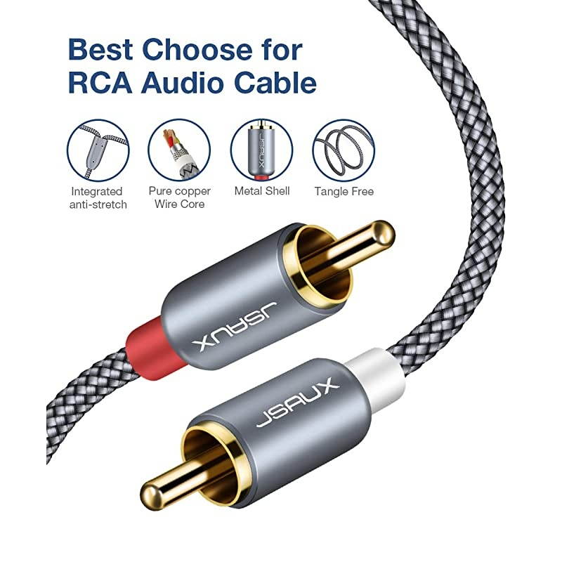 RCA Stereo Cable 66ft2M Dual Shielded GoldPlated 2RCA Male to 2RCA Male Stereo Audio Cable for Home Theater HDTV Amplifiers HiFi Systems Grey