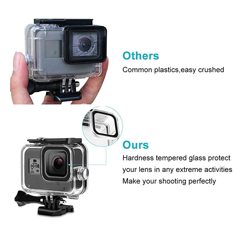 60M/ 196FT Waterproof Case for Gopro Hero 8 Housing,  Underwater Hero 8 Protective Housing Case Shell Bracket Gopro Hero8 Accessories, Diving Case for Go Pro Action Camera