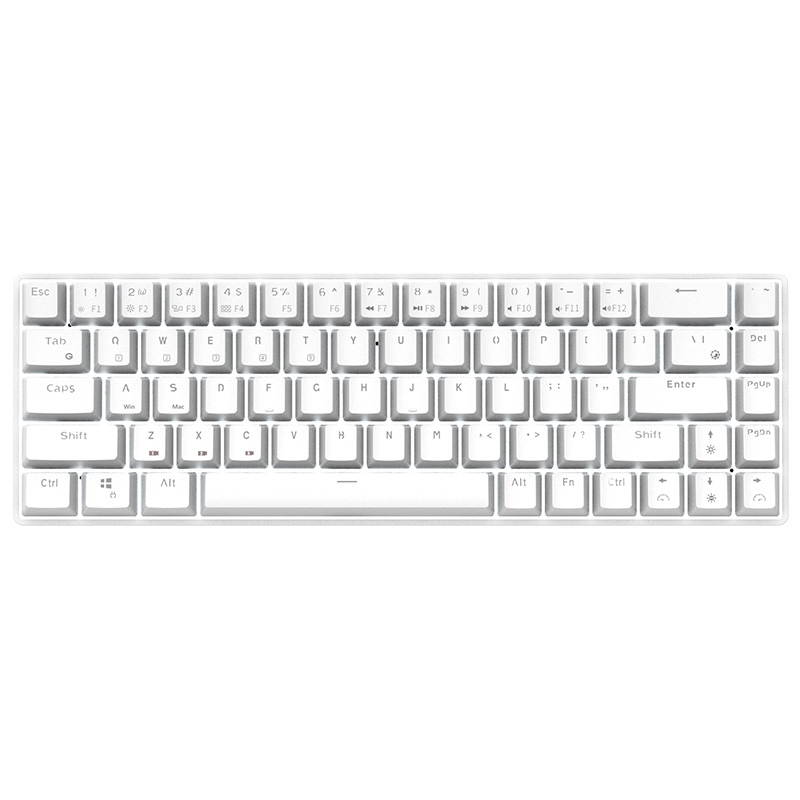 RK RK855 Bluetooth Wireless and USB Wired Dual-mode 68 Keys Mechanical Gaming Keyboard, Adjustable White Backlit