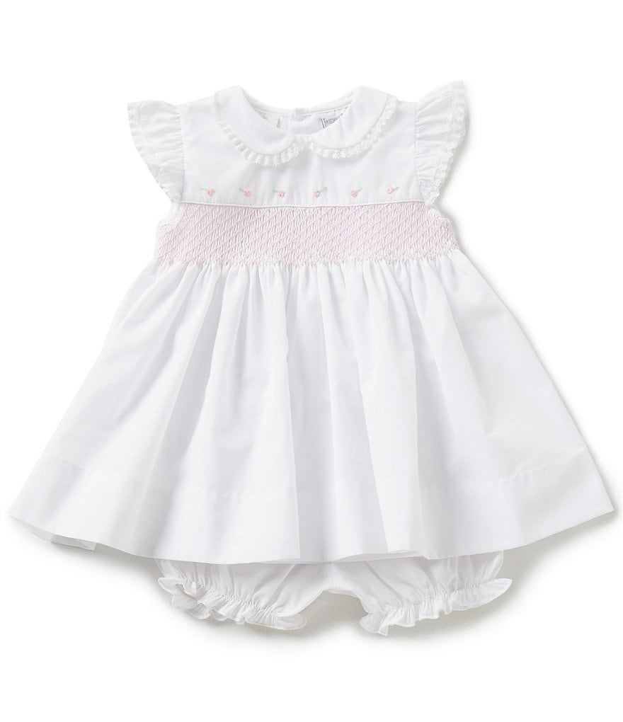 Friedknit Creations Baby Girls 3-9 Months Flutter Sleeve Smocked Dress