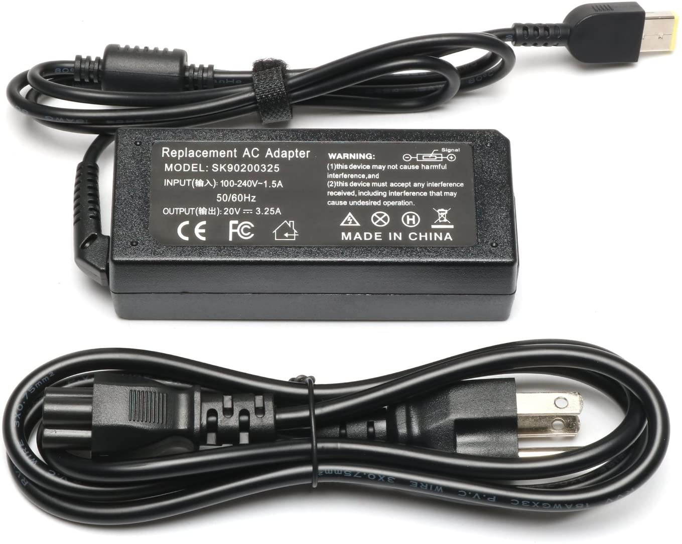 20V 3.25A 65W USB Laptop Charger for Lenovo ThinkPad X1 X270 X240 X240S X250 T470 T450S T440 T440S T460S T460 T450 T440P T540P T470S T431S T560 T570 T550 E570 E560 E550 E540 G50-45 G50-80 Power Supply