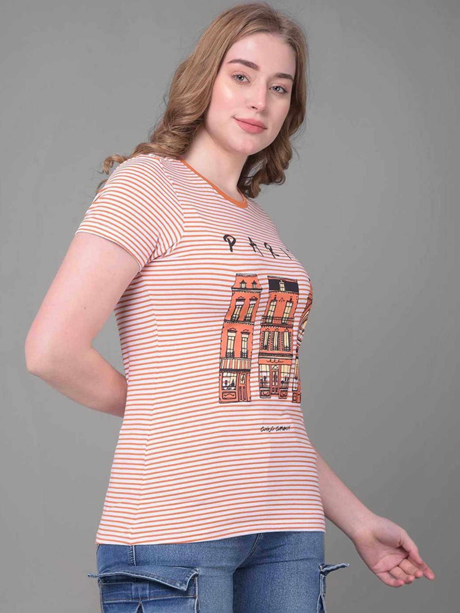 Dollar Orange & Blue Cotton Striped Sports T-Shirt - Pack Of 5