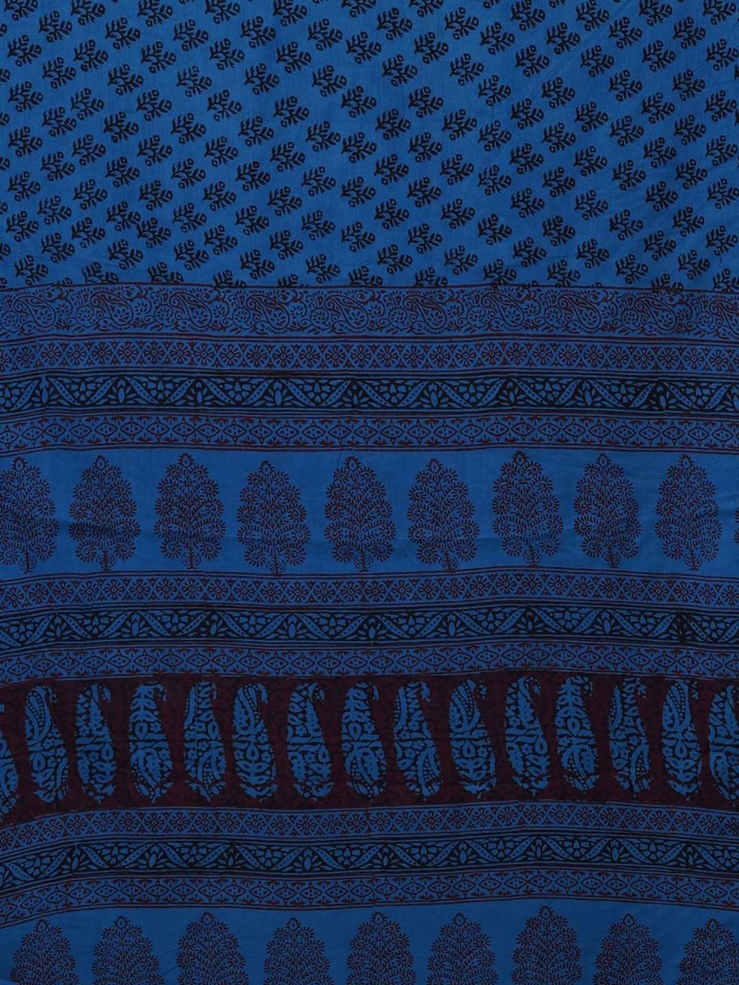 Unnati Silks Blue & Black Cotton Printed Saree With Unstitched Blouse
